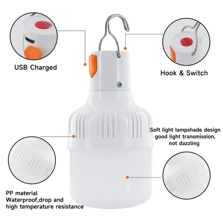 Outdoor USB Rechargeable LED Lamp Bulbs  Hook Up light