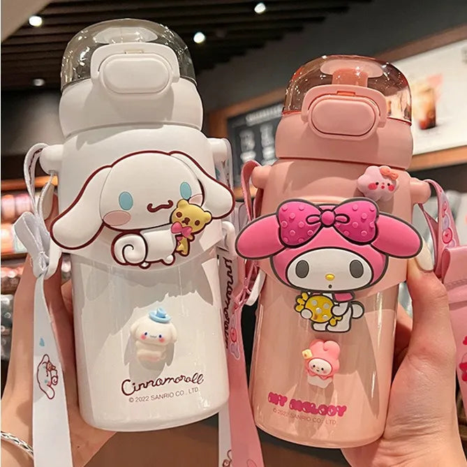 Sanrio Anime Kawaii Portable Thermos Cup Student Children's Straw