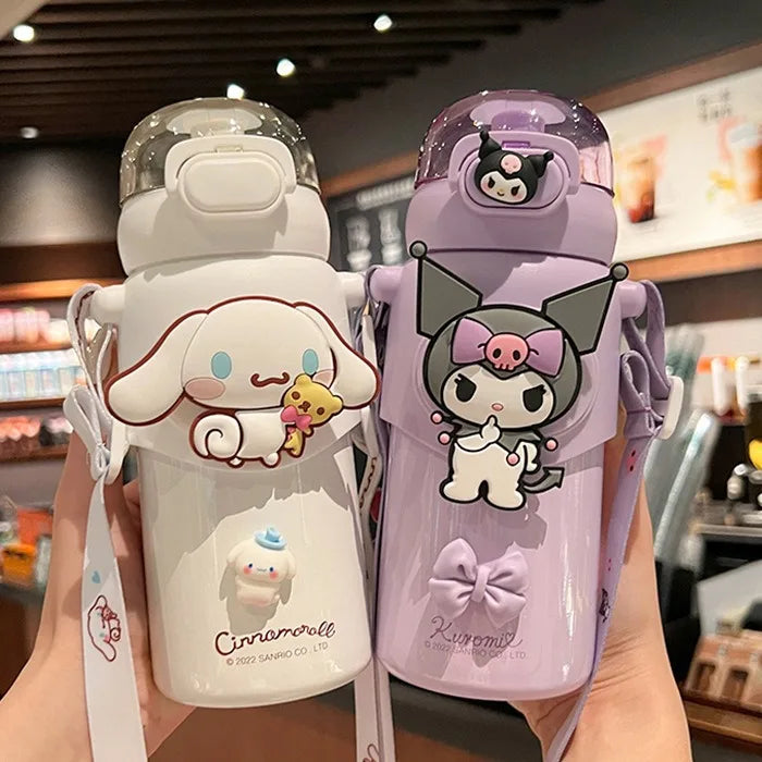 Sanrio Anime Kawaii Portable Thermos Cup Student Children's Straw