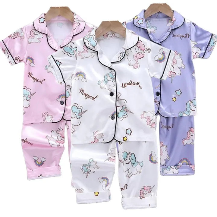 Girls Pajamas Silk Satin