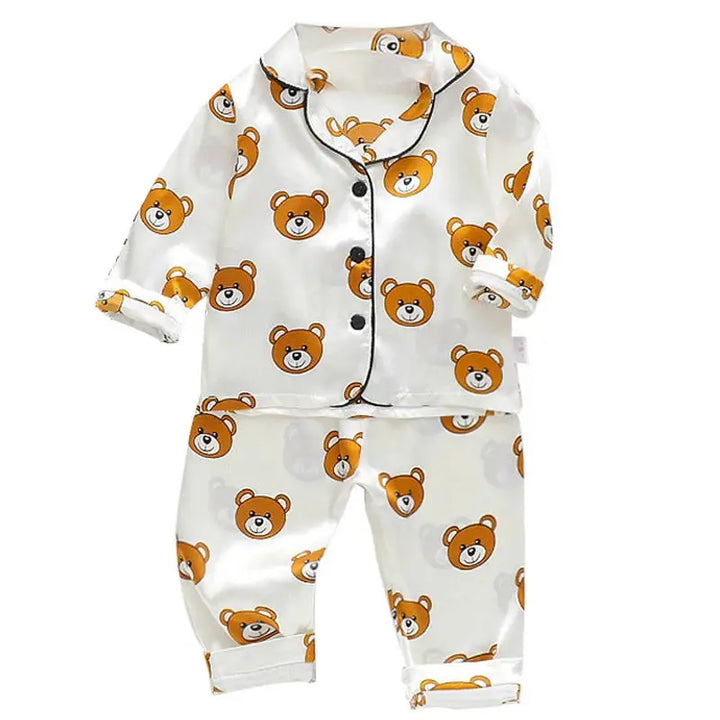 boys' and girls' casual pajamas suit baby silk short sleeve shorts