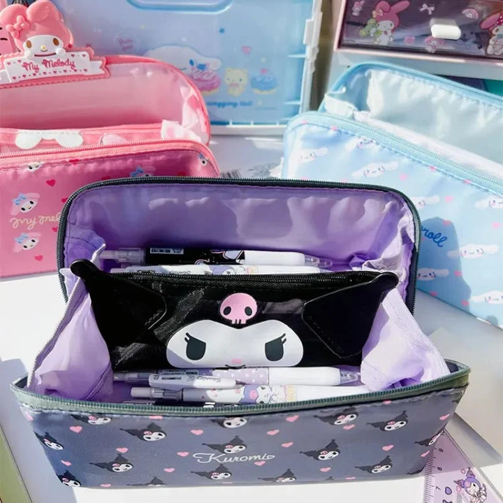 Kawaii Sanrio Cinnamoroll Large Capacity Pencil Case, Stationery Storage Bag, Cosmetic Bag