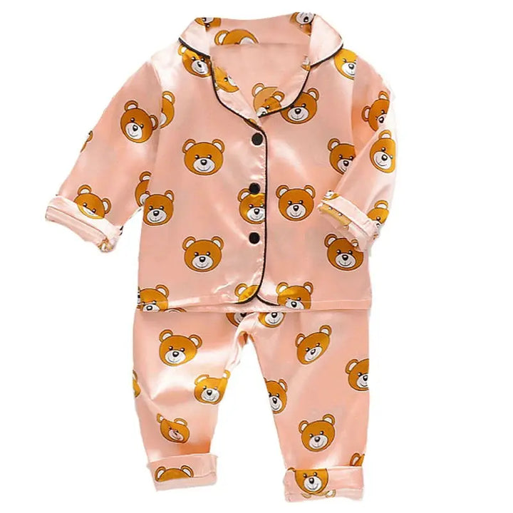 boys' and girls' casual pajamas suit baby silk short sleeve shorts