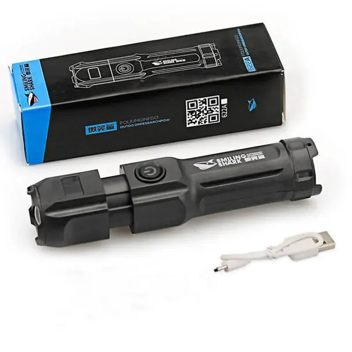 Telescopic Zoom Tactical Torch USB Portable Flashlight